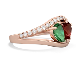 Lab Emerald Nestled Heart Keepsake 14K Rose Gold ring R5650