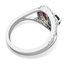 Lab Emerald Nestled Heart Keepsake 14K White Gold ring R5650