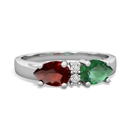 Lab Emerald Pear Bowtie 14K White Gold ring R0865