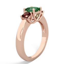 Lab Emerald Three Stone Trellis 14K Rose Gold ring R4015