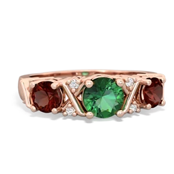 Lab Emerald Hugs And Kisses 14K Rose Gold ring R5016