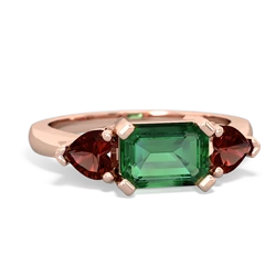 Lab Emerald Three Stone 14K Rose Gold ring R5235