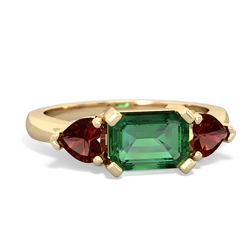 Lab Emerald Three Stone 14K Yellow Gold ring R5235