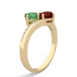 Lab Emerald Channel Set Two Stone 14K Yellow Gold ring R5303