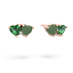 Lab Emerald Sweethearts 14K Rose Gold earrings E5260