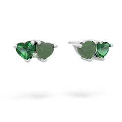 Lab Emerald Sweethearts 14K White Gold earrings E5260