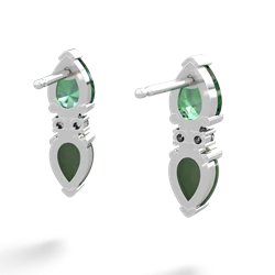 Lab Emerald Bowtie Drop 14K White Gold earrings E0865