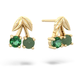 Lab Emerald Sweet Cherries 14K Yellow Gold earrings E7001