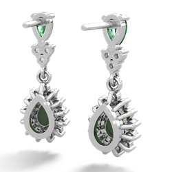 Lab Emerald Halo Pear Dangle 14K White Gold earrings E1882