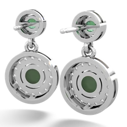 Lab Emerald Halo Dangle 14K White Gold earrings E5319