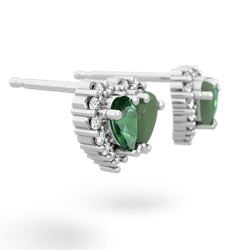 Lab Emerald Halo 14K White Gold earrings E7008