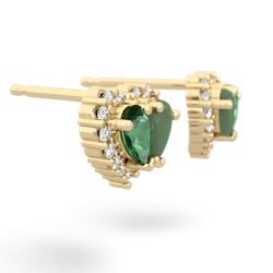 Lab Emerald Halo 14K Yellow Gold earrings E7008