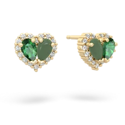 Lab Emerald Halo 14K Yellow Gold earrings E7008