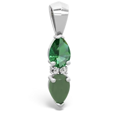 Lab Emerald Bowtie Drop 14K White Gold pendant P0865