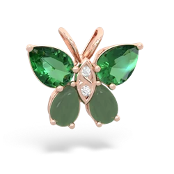 Lab Emerald Butterfly 14K Rose Gold pendant P2215