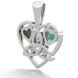 Lab Emerald Celtic Trinity Heart 14K White Gold pendant P5331