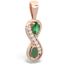 Lab Emerald Diamond Infinity 14K Rose Gold pendant P5390