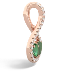 Lab Emerald Pave Twist 'One Heart' 14K Rose Gold pendant P5360