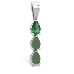 Lab Emerald Dew Drops 14K White Gold pendant P2251