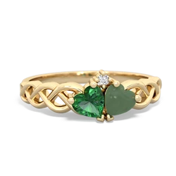 Lab Emerald Heart To Heart Braid 14K Yellow Gold ring R5870