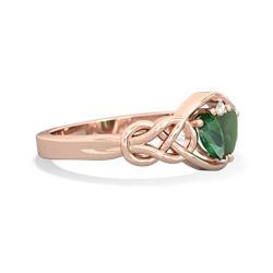 Lab Emerald Celtic Love Knot 14K Rose Gold ring R5420