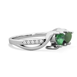 Lab Emerald Side By Side 14K White Gold ring R3090