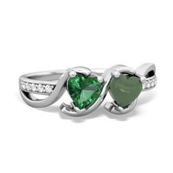 Lab Emerald Side By Side 14K White Gold ring R3090