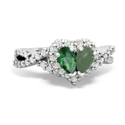 Lab Emerald Diamond Twist 'One Heart' 14K White Gold ring R2640HRT