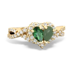 Lab Emerald Diamond Twist 'One Heart' 14K Yellow Gold ring R2640HRT