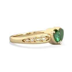 Lab Emerald Filligree 'One Heart' 14K Yellow Gold ring R5070