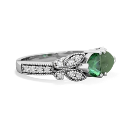 Lab Emerald Diamond Butterflies 14K White Gold ring R5601