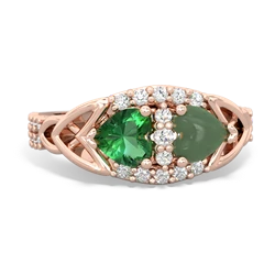 Lab Emerald Sparkling Celtic Knot 14K Rose Gold ring R2645