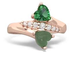 Lab Emerald Heart To Heart 14K Rose Gold ring R2064