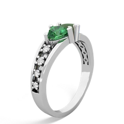 Lab Emerald Heart To Heart 14K White Gold ring R3342