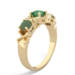 Lab Emerald Hugs And Kisses 14K Yellow Gold ring R5016