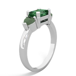 Lab Emerald Three Stone 14K White Gold ring R5235