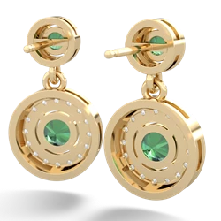 Lab Emerald Halo Dangle 14K Yellow Gold earrings E5319