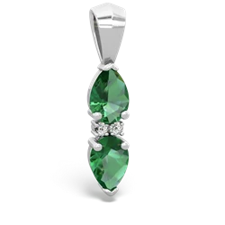 Lab Emerald Bowtie Drop 14K White Gold pendant P0865