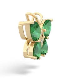 Lab Emerald Butterfly 14K Yellow Gold pendant P2215