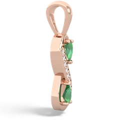 Lab Emerald Diamond Infinity 14K Rose Gold pendant P5390