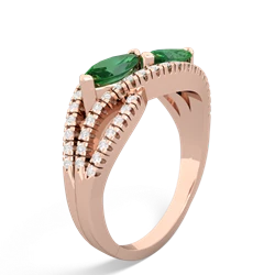 Lab Emerald Diamond Rivers 14K Rose Gold ring R3070