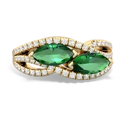 Lab Emerald Diamond Rivers 14K Yellow Gold ring R3070