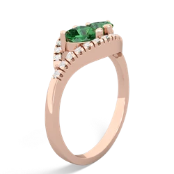 Lab Emerald Mother And Child 14K Rose Gold ring R3010