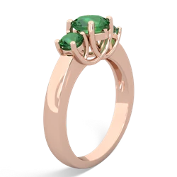 Lab Ruby Three Stone Round Trellis 14K Rose Gold ring R4018