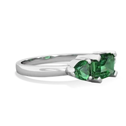 Lab Emerald Three Stone 14K White Gold ring R5235