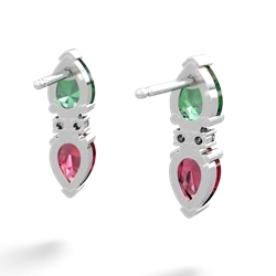 Lab Emerald Bowtie Drop 14K White Gold earrings E0865