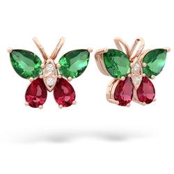 Lab Emerald Butterfly 14K Rose Gold earrings E2215