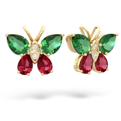 Lab Emerald Butterfly 14K Yellow Gold earrings E2215