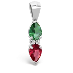 Lab Emerald Bowtie Drop 14K White Gold pendant P0865