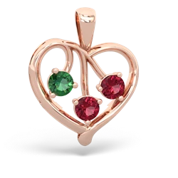 Lab Emerald Glowing Heart 14K Rose Gold pendant P2233